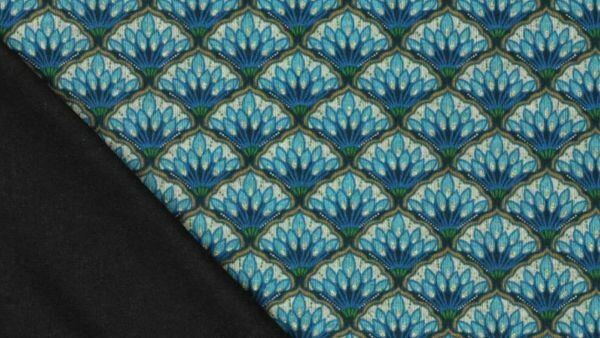 Stretch Punta di Roma met retro print en glittereffect