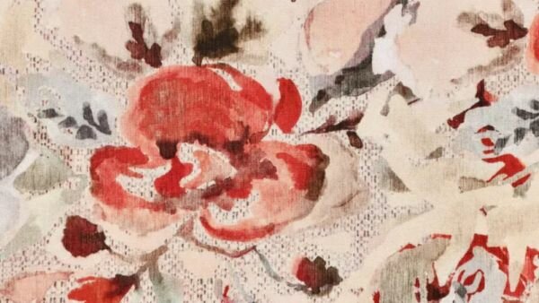 Oekotex viscose stof rood met bloemen