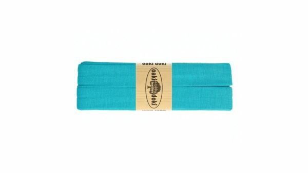 Oaki Doki - Jersey Tricot Biaisband 20mm 3m - 472 Aqua Blauw