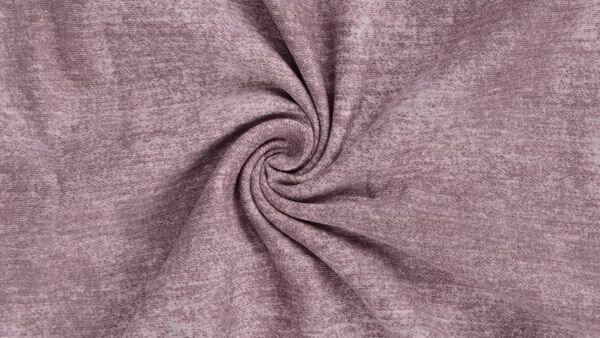 French Terry stof donker oudroze jeanslook print