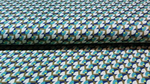 Stretchy tricot met abstract motief bestellen