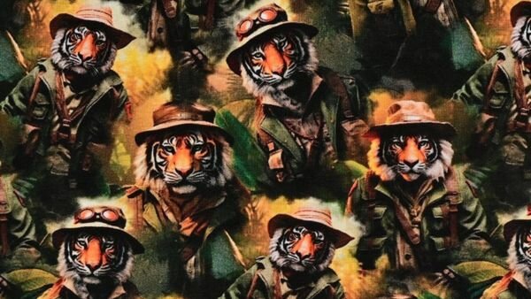 Jungle jersey stof met tijgerprint