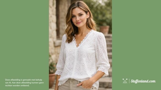 witte broderie anglaise katoen voorbeeld blouse