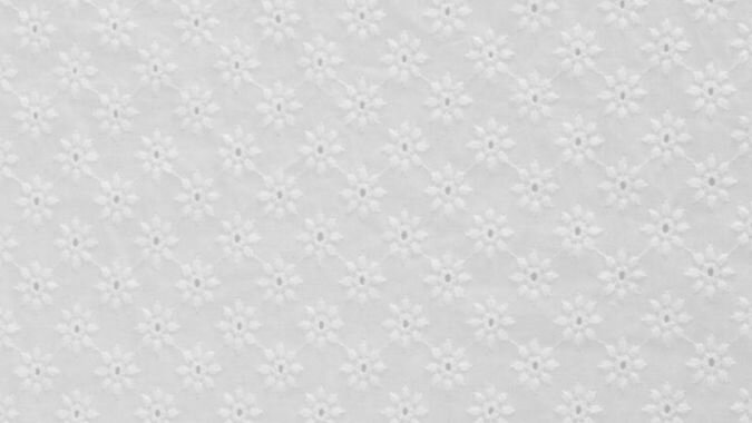 witte katoenen embroidery stof met bloemen