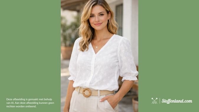 katoenen embroiderie stof wit detail borduurwerk