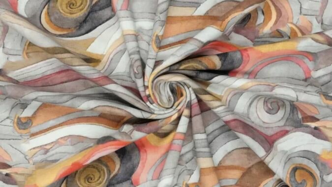 digitale katoen stretch jersey grijs print