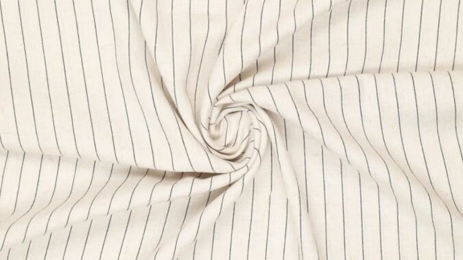Off white viscose linnen stof met streep detail