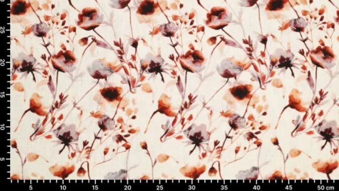 zomerse viscose linnen modestof met bloemendessin