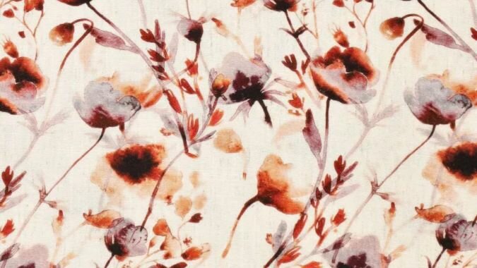 rode bloemen linnen viscose