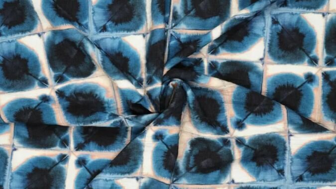 Bedrukte viscose stof Barky Bali Squares