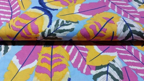Veelkleurige viscose stof met print	