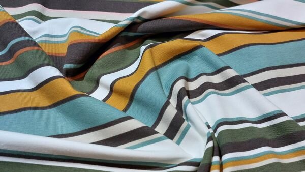 Mooie kwaliteit katoen tricot stof met sprekend strepen design kopen