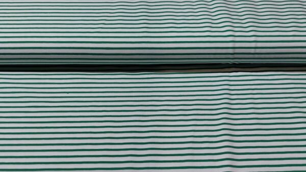Gestreepte katoen tricot in groen en wit kopen