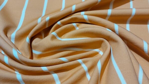 Bestel Zalm roze sweat stof French Terry met strepen - Eva Mouton