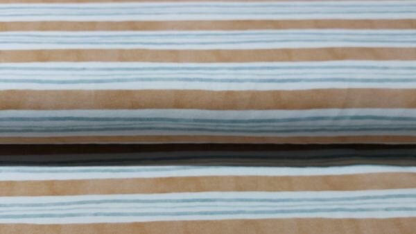 Gestreepte sweat stof &ndash; wit, caramel, oud groen &ndash; katoen stretch kopen