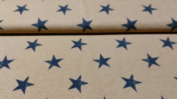 Cognac kleurige sweat French Terry stof met zwarte sterren kopen