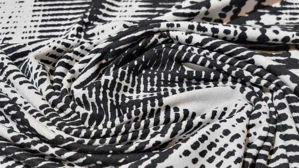 Goedkope Zwart wit abstract bedrukte viscose jersey