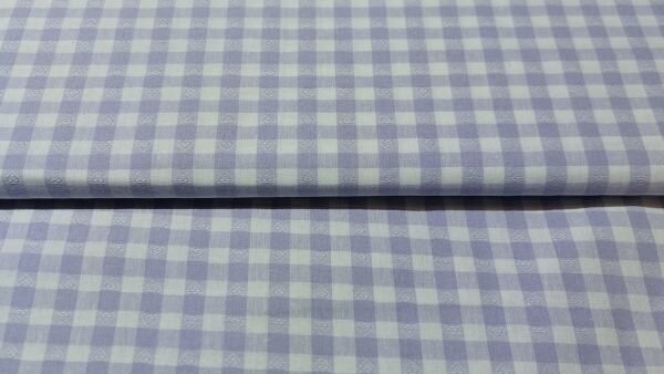 Naaien met Geruit embroderie katoen met hartjes in lila en wit