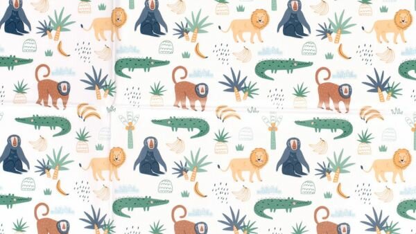 Tafelzeil stof met dierenprint in optisch wit