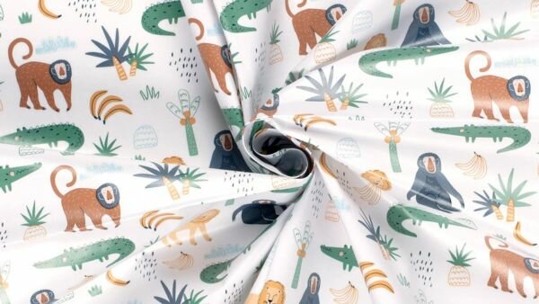 Rol tafelzeil met optisch witte achtergrond en dierenprint