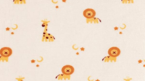 Kinderfleece met vrolijke giraffen en leeuwtjes - ideaal voor babydekentjes