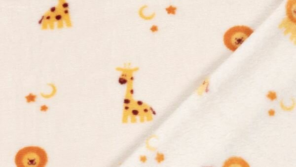 Gebroken witte kinderstof met schattige giraffen en leeuwenprint