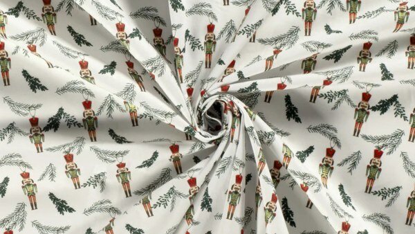 Nooteboom kerststof met gouden details en notenkrakers