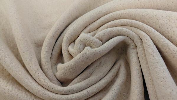 Stretch beige katoen jacquard zijde-aan-zijde stretch