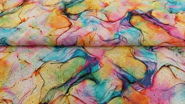 Detail van geborduurde bloemen op poplin katoen