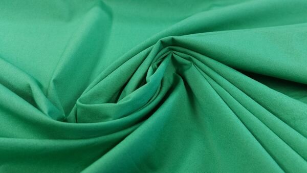 Groene poplin stretch katoen stof effen washed silicon close-up