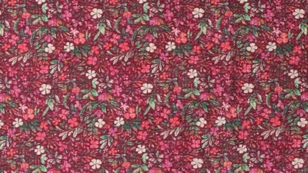 Digi Flowers Printed Cord roze ribstof met bloemenprint