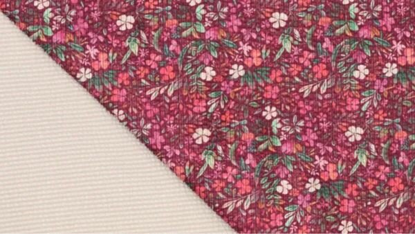 Oekotex gecertificeerde ribstof bloemen roze