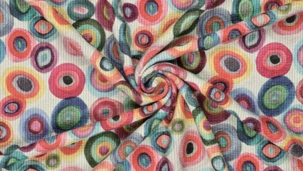 Digi Circles Printed Cord ribstof met stretch 145 cm breed