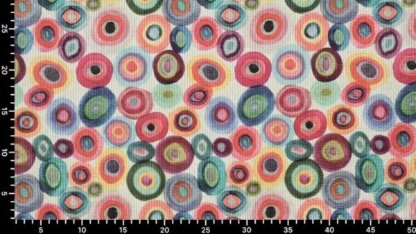 Detail digitale cirkelprint ribcord multicolor