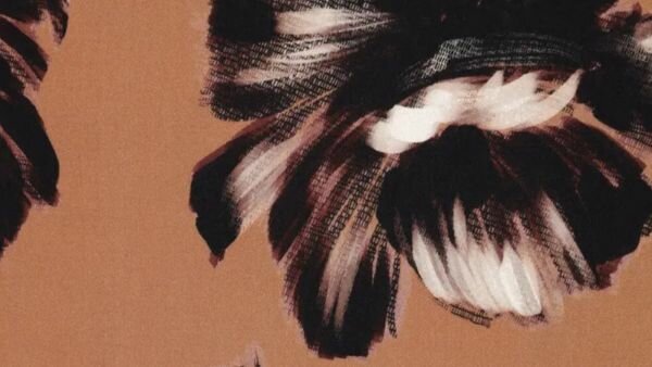 bruine peony print viscose stof