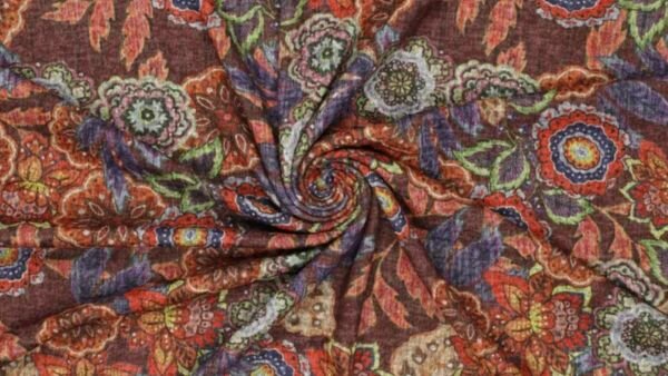 Digi Hacci Vintage Flowers rode stof voor jurken