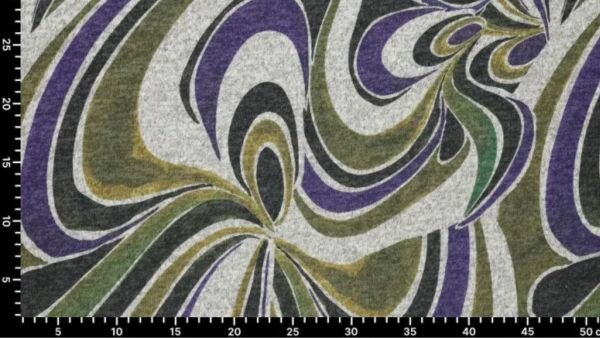 Polyester viscose elastaan hacci jersey swirl flower patroon;