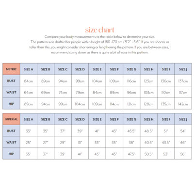 Maat tabel bij atlas jurk 