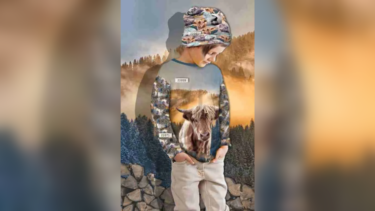 Naaien met Paneelstof French Terry Elanden en Schotse Hooglanders