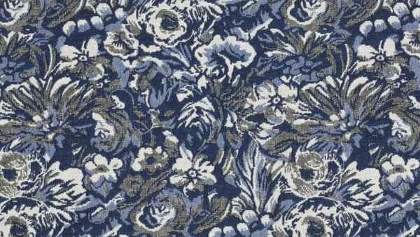 Blauwe gobelin bloemen