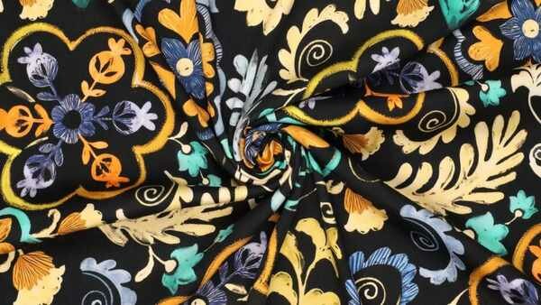 Viscose satijn ornamentenprint