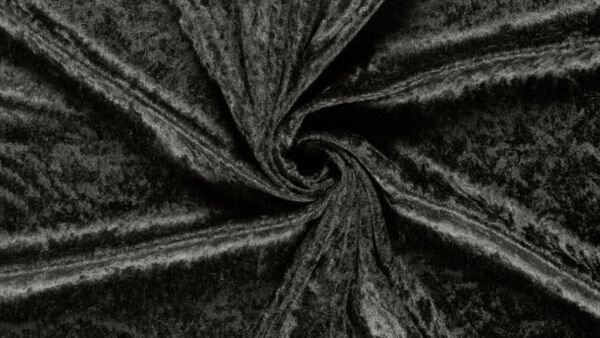 Donkergrijze velours de panne stof met crushed look close-up