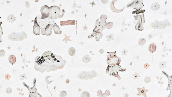 Baby jersey stof met schattige dieren