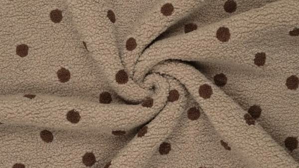 Bruine teddy stof dots