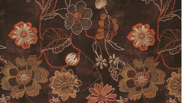 Bruine viscose borduurprint
