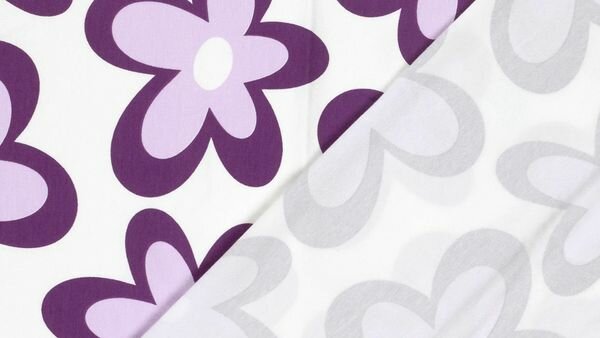  Katoenen jersey lila bloemen