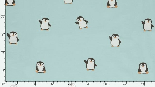 Blauwe stretchstof met pingu&iuml;ns