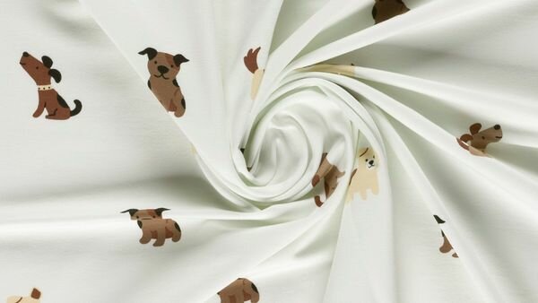 Ecru French Terry met hondjes