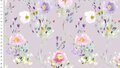 Lila tricot stof met bloemen in waterverf kopen 