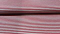 Voordelige Gestreepte Tricot Stof &ndash; Fel Rood, Lichtgrijs en Wit bestellen